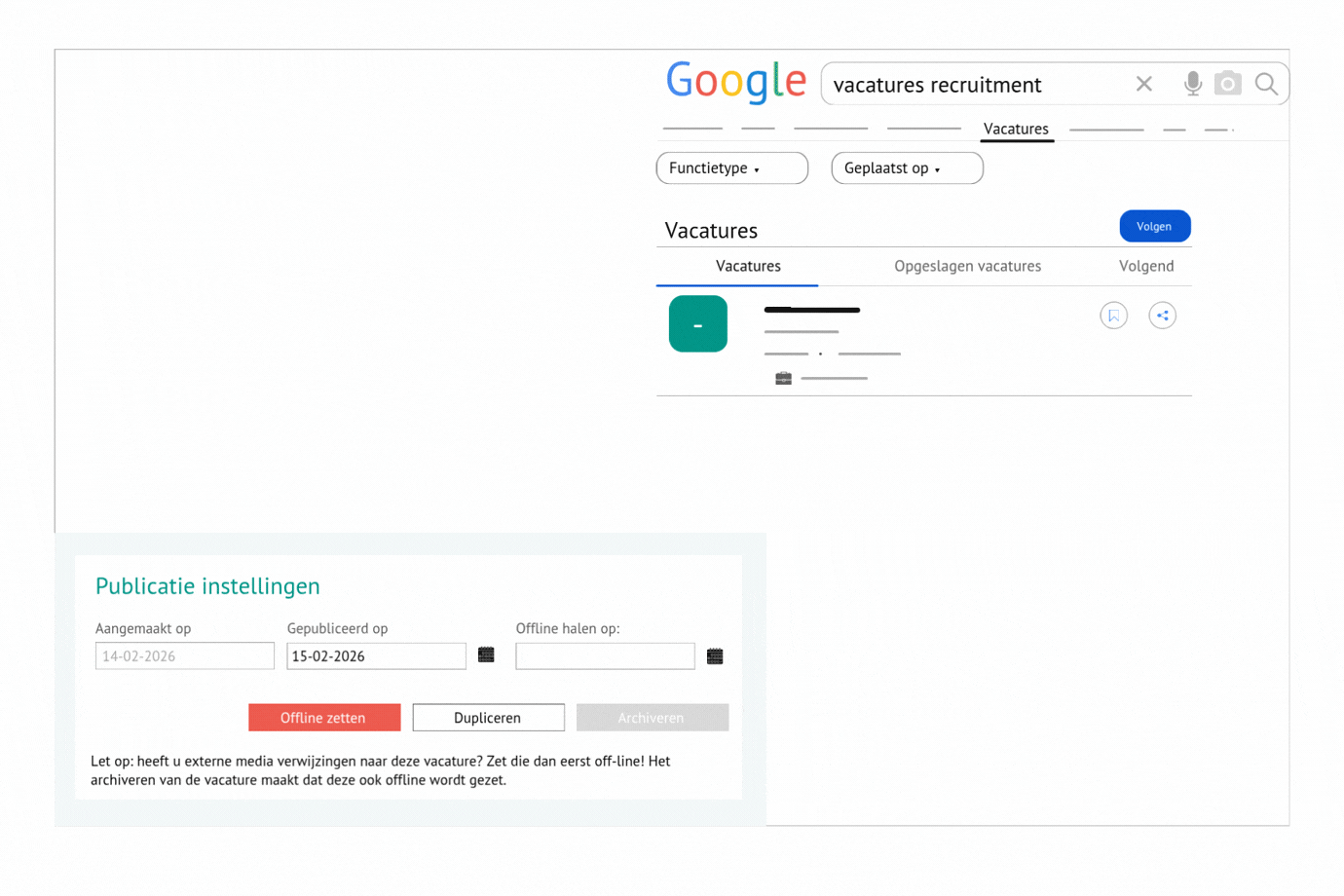 Automatische koppeling met Indeed & Google for Jobs